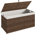 HOOBRO Storage Basket with Lid, 52.8 Gallon (200L) Wicker Basket, Handwoven Blanket Storage Basket with Handles, Metal Frame and Soft Lining, Foldable for Bedroom, Laundry Room, Brown BR220CW01
