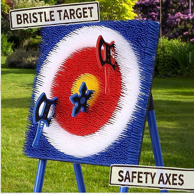 Axe Throwing Bristle Target with 8 Throwing Axes Set,Axe Throwing Game for Backyard, Indoor &Outdoor,Yard Games,Carnival Games