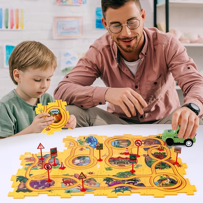 VESPRO 100PCS Kids Car Track Set - 4 Series Toddler Puzzle Racer Play Set, Educational Toys for Boys and Girls Ages 3+