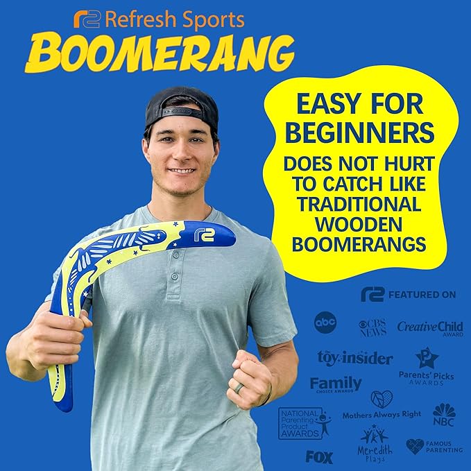 Boomerang for Adults & Kids - Fun Easy to Throw Boomerangs That Really Work - Soft to Catch Best Stocking Stuffer Gifts for Boys & Girls - Outdoor Gifts for Men & Women - 2025 Gift Idea for Teen Boys