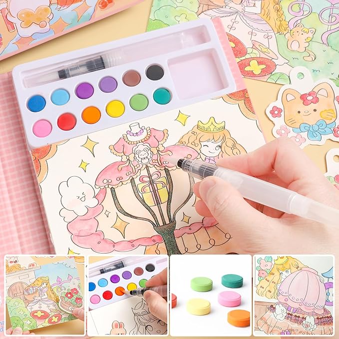 Paint with Water Coloring Books for Kids Ages 3-5, 4-8 – Cute Coloring Book for Teens,Arts and Crafts for Kids Ages 3 4 5 6 7 8+, Birthday Gift Toys for Girls Boys,Travel Toys -Princess