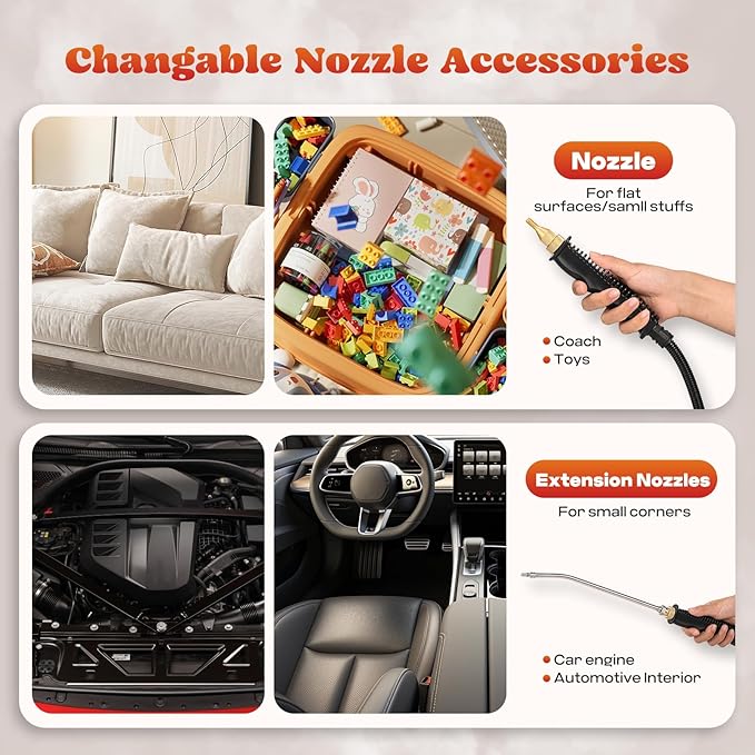 Moongiantgo Handheld Steam Cleaner 2500W High Pressure 1.5L Steamer for Cleaning, Portable Steam Cleaner for Home Kitchen Bathroom, Steam Cleaner for Car Detailing Grout Tile (Army Green)