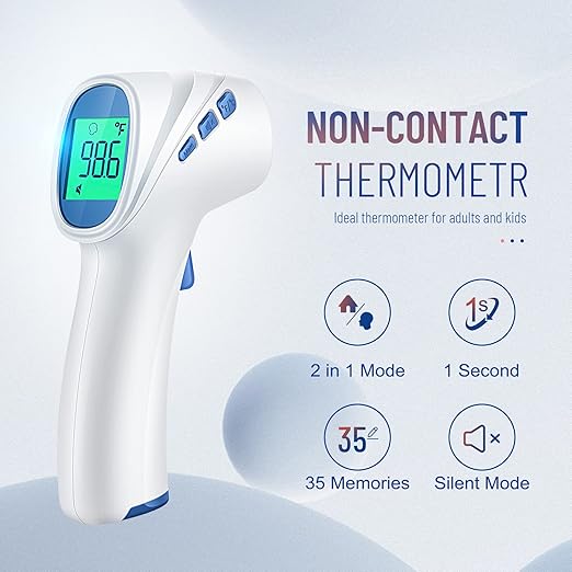 Forehead Thermometer for Adults and Kids, Digital Baby Thermometer with Fever Alarm, Fast Accurate Results, Home Medical & Nurse Essentials