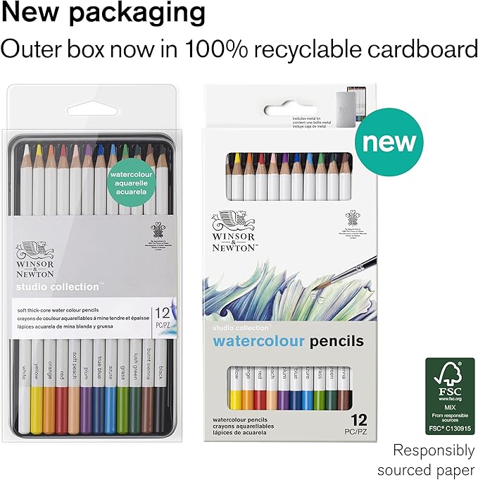 Winsor & Newton Studio Collection Artist Pencils, Watercolor Pencils, Set of 12