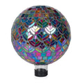 Alpine Corporation - Outdoor Glass Mosaic Peacock Gazing Globe - Iridescent Garden Decor, 10" Diameter, Multicolor