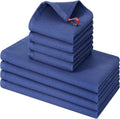 Homaxy 100% Cotton Kitchen Towels and Dishcloths Set - 8 Pack Waffle Weave Soft and Absorbent Dish Towels - 26 X 16 Inch and 12 X 12 Inch - Navy Blue