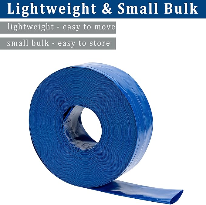2 in x 25 ft Pool Backwash Hose Heavy Duty Drain Discharge Double PVC Lay flat General Purpose Vinyl Hose, Burst Resistant for Water Transfer Sump Pump Pool Filter (2in 25ft fiber reinforced hose)