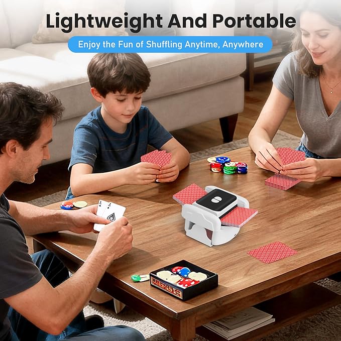Neasyth Automatic Card Shuffler for 1-2 Decks, Playing Cards Shuffler Machine Rechargeable Portable Compatible with Phase 10, Skip-Bo, Skyjo for Home Party Card Games