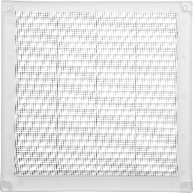 Vent Systems 10" x 10" Inch (Opening Dimensions) Plastic White Soffit Vent Cover - Flat Square Air Vent Grille - Insect Screen - HVAC 12" x 12" Inch (Overall Dimensions)