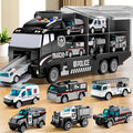 Toddler Boys Toys for 3 4 5 6 Years Old, Police Truck Vehicle Toy Set with Play Mat and Die-Cast Toy Car, Transport Carrier Truck for Kids, Birthday Gifts Toys for 3 4 5 6 7 8+ Year Old Boys