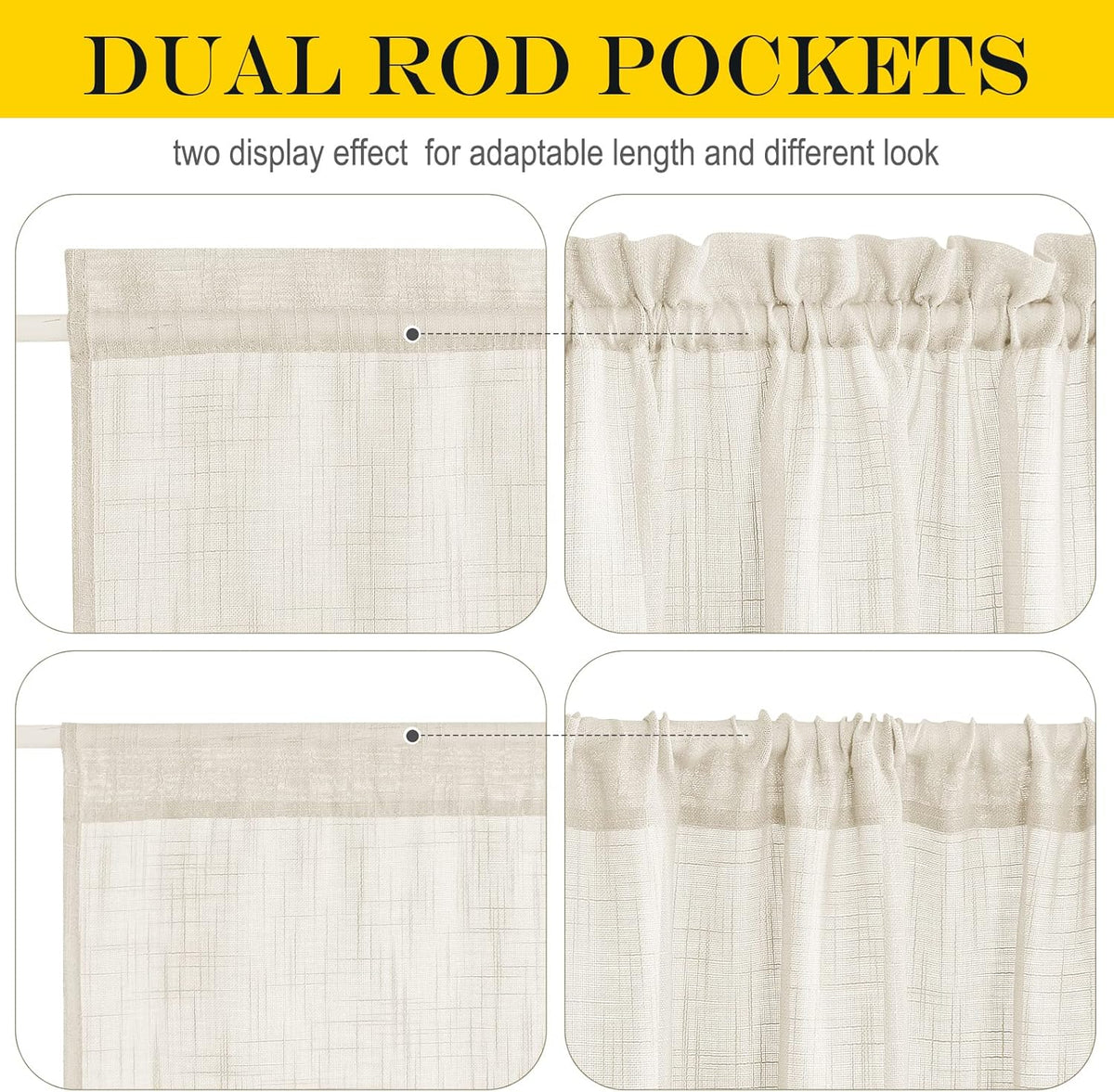 NICETOWN Side Door Front Curtains for Small Window, Privacy Door Shades for Sidelight Curtains, Light Filter Privacy Side Window Drapes, W36 X L72, Beige, 1 Panel