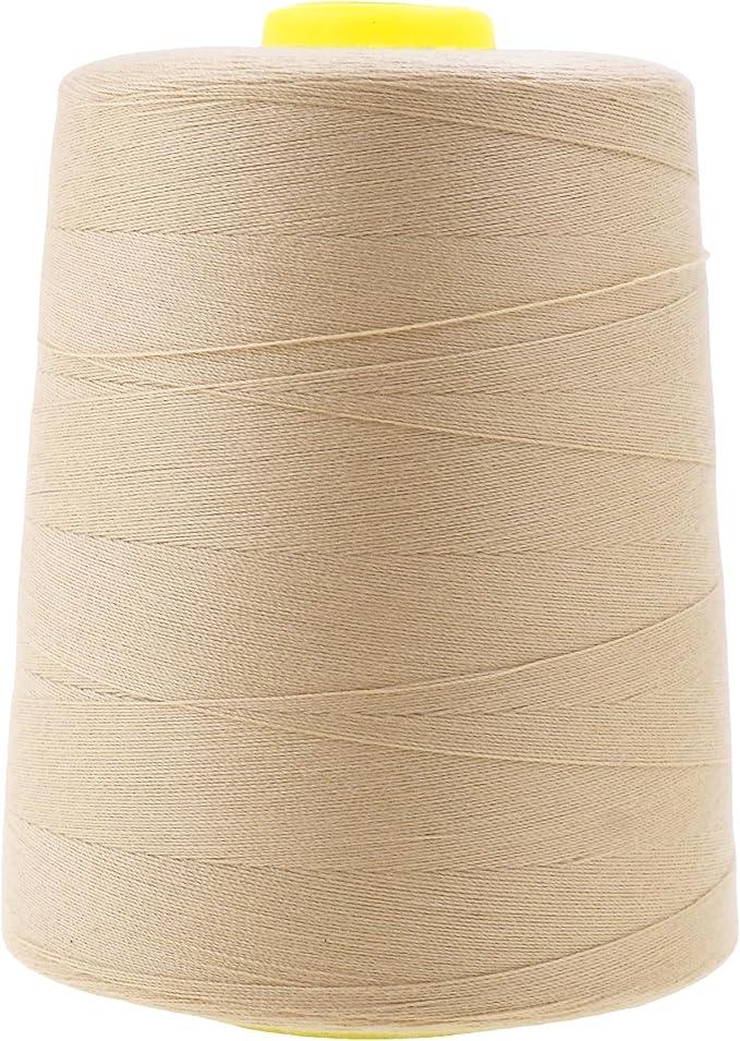 Mandala Crafts 4 Pack of Serger Threads Cones Spools - 20S/2 24000 Yards Polyester Natural Threads for Sergers Machine and Overlock Quilting Sewing Machine