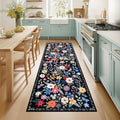 Runner Rug for Entryway: 2x6 Kitchen Rugs Non Slip Washable Ultra-Thin Soft Floral Carpet Indoor Floor Stain Resistant Carpets for Hallway Bedroom Kitchen Laundry Bathroom Dorm Black