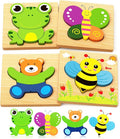 Bekayshad Wooden Puzzles Toddler Toys Gifts for 1 2 3 Year Old Boys Girls, 4 Pack Animal Jigsaw Puzzles Montessori Toys, Learning Educational Christmas Birthday Gifts for Girls Boys Ages 1-3