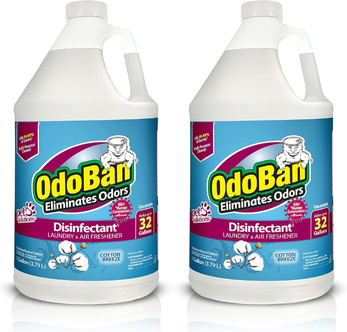 OdoBan Disinfectant Concentrate and Odor Eliminator, Made in the USA, Cotton Breeze Scent, 2 Gallons