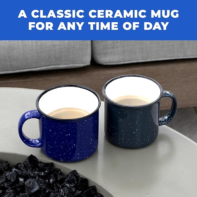 Set of 16 Ceramic Campfire Mugs – 15 Oz, Gray – Coffee & Tea Cups for Home, Work, Travel, Camping – Customizable, Great for DIY, Events, Companies