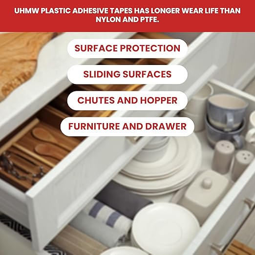 GGR Supplies T.R.U. UHMW High Impact Abrasion Resistant Slippery Tape with Acrylic Adhesive. 36 Yards (3/4" (19mm))