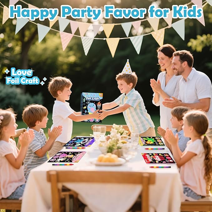 FUNNYB&G Foil Art Craft Activity for Kids - Gift for Girls Boys Crafts for Kids Fun Art Supplies DIY Creative Travel Toy, Birthday Gift Party Favor Toys for Girls Boys 4 5 6 7 8 9 Years Old(Ocean)
