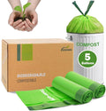 Compost Bags 5 Gallon with Drawstring Tear Off 20 Liter Extra Thick 0.78 Mils Compostable Food Scrap Waste Bags with US BPI ASTM D6400 and Europe OK Compost Home Certified 60 Counts