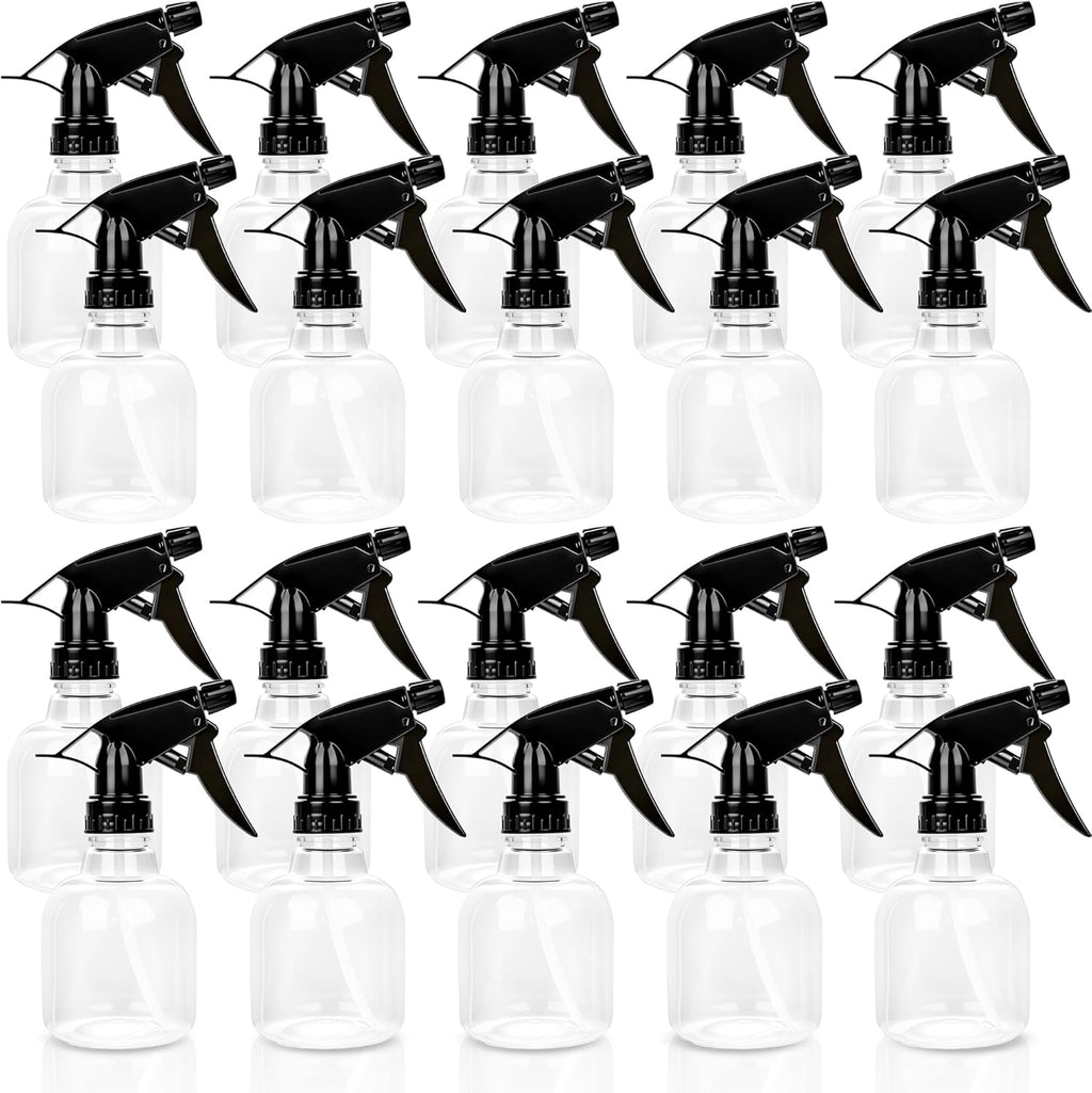 20 Pcs Empty Plastic Spray Bottle 8 OZ Reusable Clear Liquid Container with Trigger Sprayers for Water Perfume Cleaning Fluid Plants Kitchen Toilet Pet (Color Set 1)