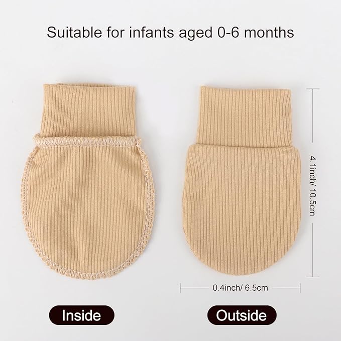 BQUBO 6 Pairs Newborn Baby Boys Girls Mittens 0-6 Months Unisex-Baby Infant Mittens Elastic No Scratch Wrist Gloves
