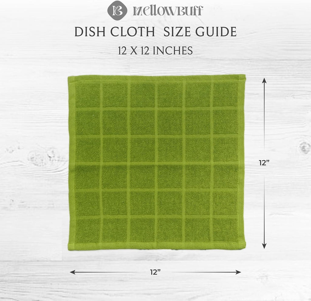 100% Cotton Terry Dish Cloth & Dish Towel, 6 Pack, Super Soft and Absorbent Kitchen Towels, Perfect for Kitchen Cleaning and Dish Washing (Green 6 Pack)
