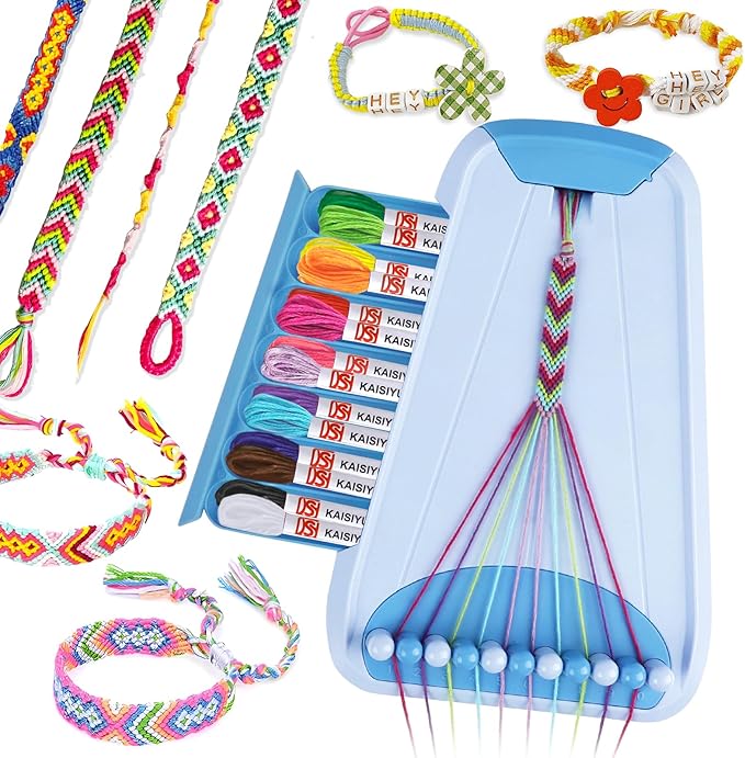 Friendship Bracelet Making Kit for Girls, Arts and Crafts Bracelets String Maker Kit for Kids Ages 8-12 Christmas Birthday Gifts (All Blue)