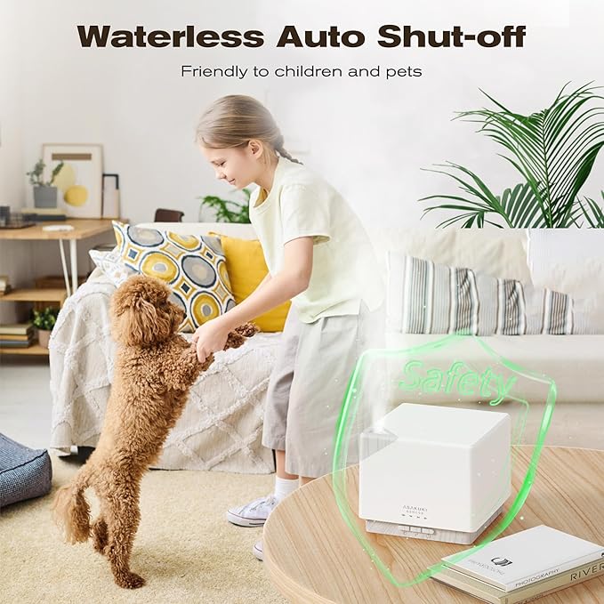 ASAKUKI 700 ml Premium Essential Oil Diffuser, 5 in 1 Ultrasonic Aromatherapy Fragrant Oil Vaporizer Humidifier, Timer and Auto-Off Safety Switch, 7 LED Light Colors