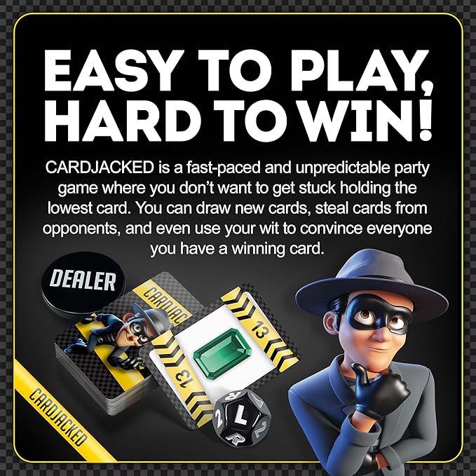 CARDJACKED Party Game – 4-10 Players, Ages 8+, 20+ Minutes – Family-Friendly Strategy for Kids, Teens & Adults for Game Night
