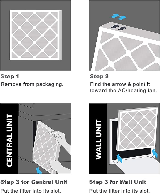 Aerostar 16x22x1 MERV 11 Air Filter, Pleated AC Furnace HVAC Filters (15.875x21.875x0.75), for Allergies Asthma Dust Pet Dander Smoke Bacteria Viruses, MPR 1500 FPR 10, USA, 6 Pack