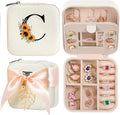 AYGXU Travel Jewelry Box for Women and Girls - Small Case With Initial A-Z - Teacher Gifts