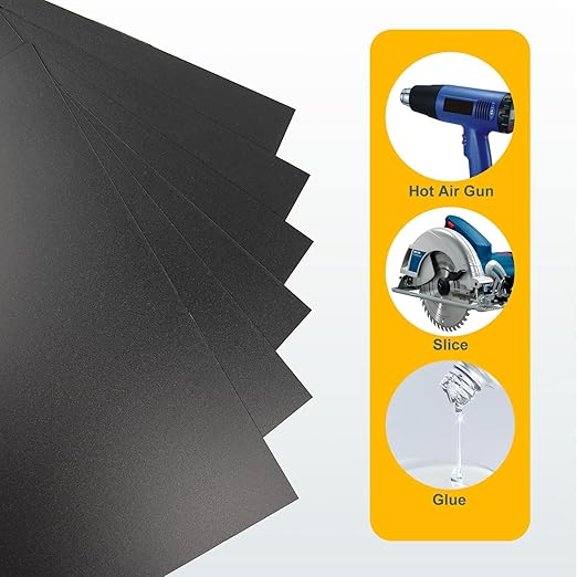 6 Pack Black Plastic Sheet 12x16x0.04 in Flexible High Tensile Plastic Sheets Black Plastic Panel for DIY Materials Handicrafts Home Decoration