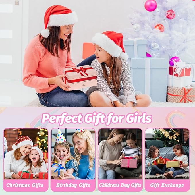 Miratino Music Jewelry Box Gifts for Girls, Wooden Kids Jewelry Boxes & Organizers with Spinning Dancer, Musical Jewelry Storage Gift for Little Girl Toddler Christmas Birthday New Year (Pink)