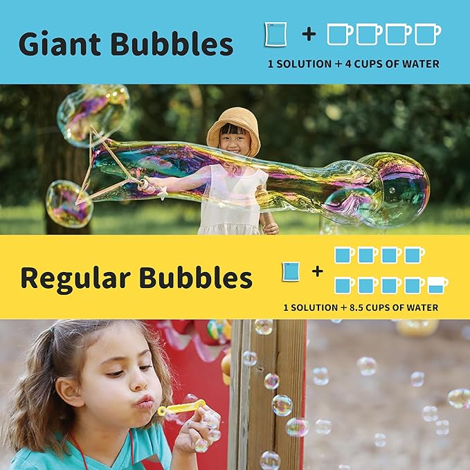 Uncle Bubble Concentrated Bubble Solution (up to 6L/1.6 Gallons) Regular Bubbles for Bubble Machine, Bubble Gun, Bubble Wands, Bubble Mower, Bubble Juice Refills. Make 3L/0.8 Gallons for Giant Bubble