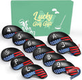 FINGER TEN Golf Club Covers for Irons Magnetic Value 11 Pack, Synthetic Leather Deluxe Head Cover Set Headcovers for Irons Fit Main Iron Clubs