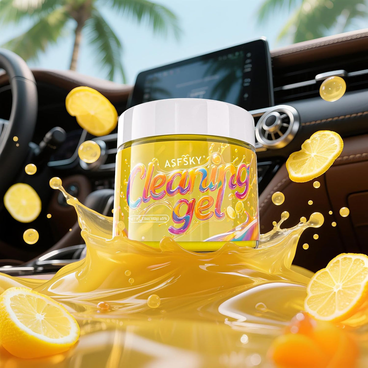 ASFSKY Car Cleaning Gel (Yellow,Lemon) Cleaning Putty Universal Dust Cleaning Car Interior Cleaner Keyboard Dust Remover Car Slime Gifts for Men Women Girl（1 Pack）