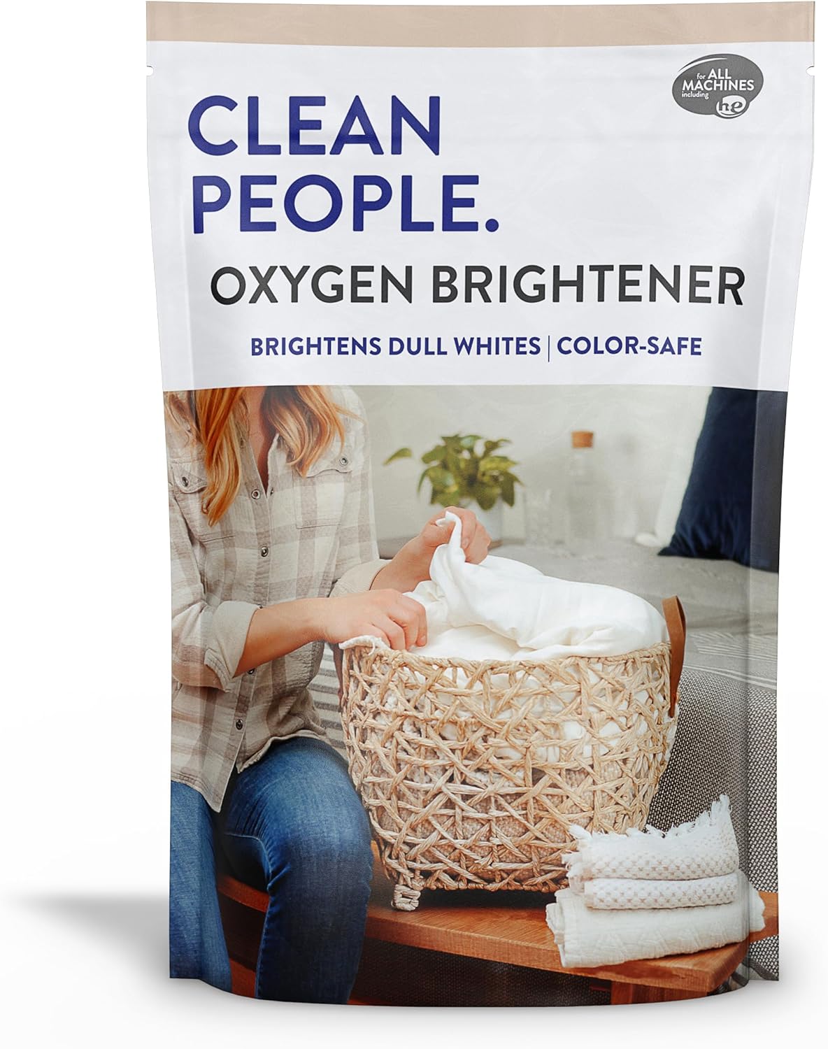 The Clean People Oxygen Brightener Stain Remover | Bleach Alternative, Simple Ingredients, Brightens Dull Whites AND Colors | 41 oz