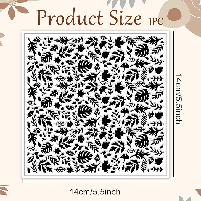 CHGCRAFT Autumn Leaves Pattern Polymer Clay Texture Sheet Plants and Maple Leaves Silicone Texture Mat for Polymer Clay Making Earrings Jewelry DIY Crafts 5.5 × 5.5 Inch
