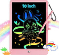 KOKODI 10 Inch LCD Writing Tablet with Anti-Lost Stylus, Erasable Doodle Board Colorful Toddler Drawing Pad, Car Travel School Games Toys for 3 4 5 6 7 8 Kids, Birthday Gift for Girls Boys Pink
