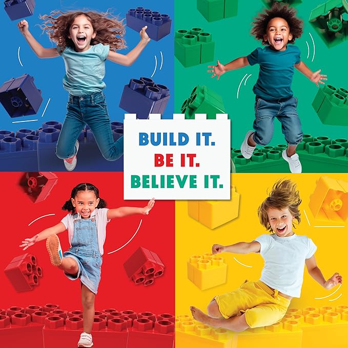 Big Blocks for Kids Ages 4-8 — Indoor & Outdoor Blocks Kids Games — Black Large Building Blocks - 48 pc
