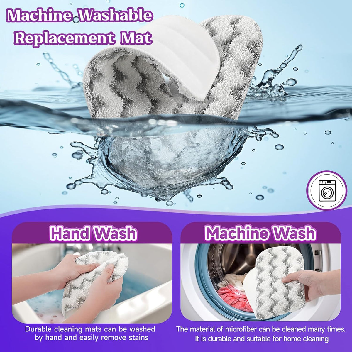 8 Pack Reusable Mop Replacement Pads Compatible for Swiffer PowerMop Spray Mop, Dry Wet Mopping Cloths for 13-15in Mop, Floor Cleaner Mop Pads for Swiffer (Not with Mop)