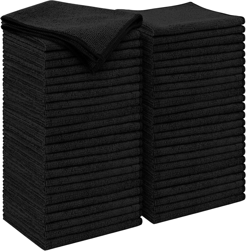 AIDEA Microfiber Cleaning Cloth Black 50PK, Microfiber Towels for Cars, Premium Car Cloths, Dusting Cloth Lint Free Cleaning Rags for SUVs, House, Kitchen, Window, Workshops,11.5×11.5"