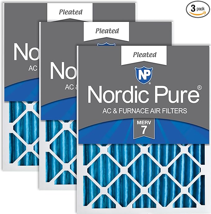Nordic Pure 20x25x2 (Actual Size: 19 1/2 x 24 1/2 x 1 3/4) Pleated MERV 7 Air Filters 3 Pack