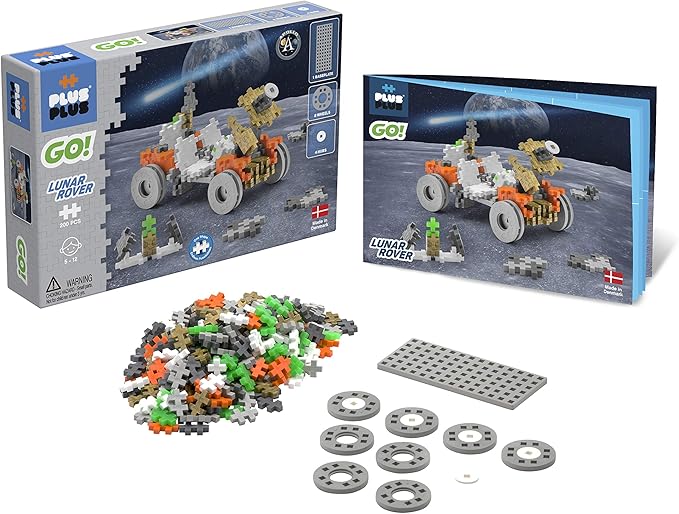 PLUS PLUS - GO! Lunar Rover - 200 Pieces - Model Space Vehicle Building Stem/Steam Toy, Interlocking Mini Puzzle Blocks for Kids