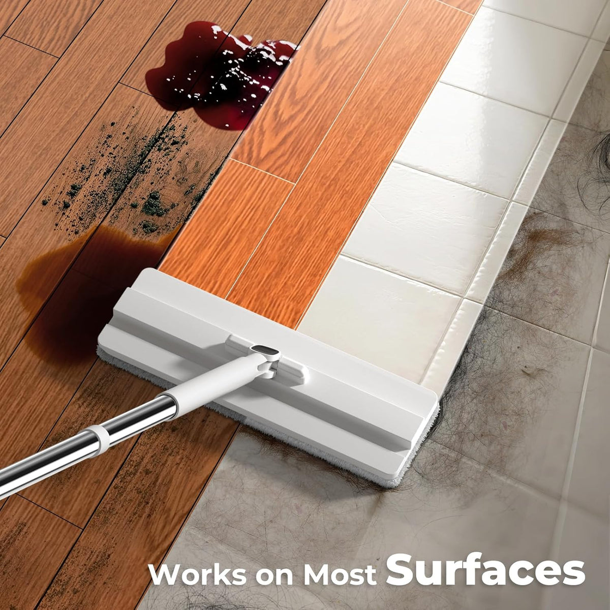 Mop and Bucket Set, Flat Microfiber Mops for Floor Cleaning, Wall Cleaner Mop and Bucket System with Wringer, Wet and Dry Use
