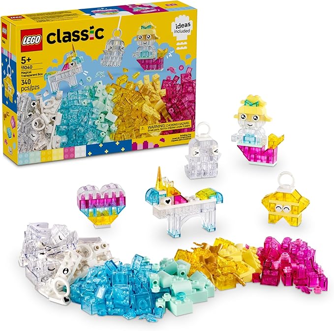 LEGO Classic Magical Transparent Box - Preschool Learning Toy for Boys and Girls, Ages 5+ - Gift for Birthdays - Beginner Construction Set - Colorful Building Bricks Toy - 11040