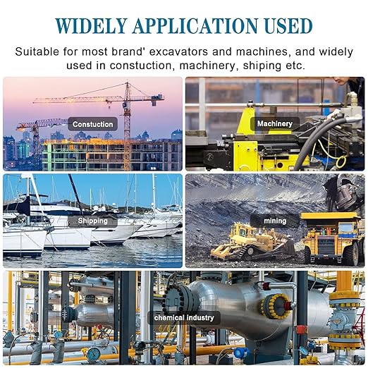 SINOCMP Hydraulic Pressure Test Kit with 3 Gauges 25/40/60 Mpa, 9 Couplings, 3 Test Hoses, Hydraulic Gauge Tester Set for Excavator Construction Machinery