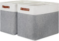 DULLEMELO Extra Large Storage Baskets, Fabric Storage Bins for Organizing Shelves Nursery Toys Books, Closet Baskets and Bins with Handles, White&Grey, 2-Pack