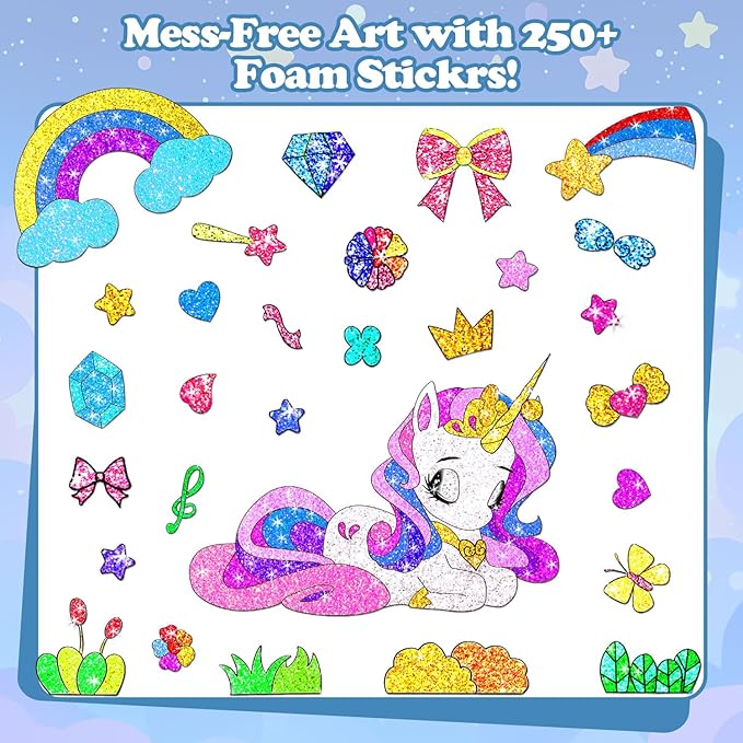 ManeFoodou Foil Fun - Unicorn No Mess Art for Kids, Craft Kits & Supplies, DIY Creative Activity, Travel Toys, Birthday Gifts for Ages 4, 5, 6, 7-12 (Unicorn)