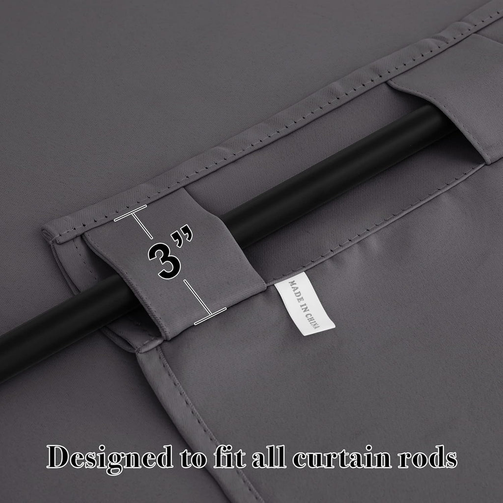 RYB HOME Blackout Grey Curtains - Thermal Insulated Window Treatments Long Panels, Back Tab Top, Privacy Curtains for Bedroom Dining, 42 Wide x 72 Long, Gray, Set of 2